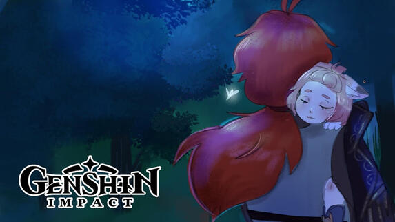 Papa Diluc and Diona by RedVelvetVA